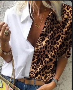 Leopard “Animal Instinct” Collared Top